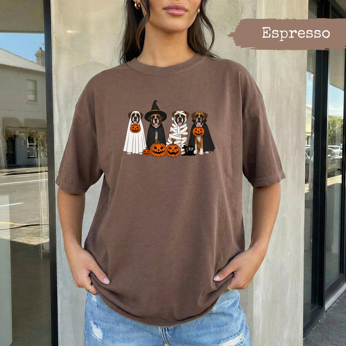 Comfort Colors® Halloween Boxer Dogs Shirt, Spooky Puppy Tee, Dog Lover Halloween, Cute Boxer Graphic Tee, Fall Season Shirt