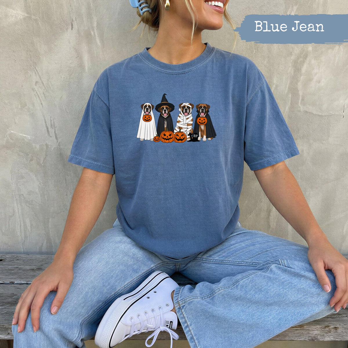 Comfort Colors® Halloween Boxer Dogs Shirt, Spooky Puppy Tee, Dog Lover Halloween, Cute Boxer Graphic Tee, Fall Season Shirt