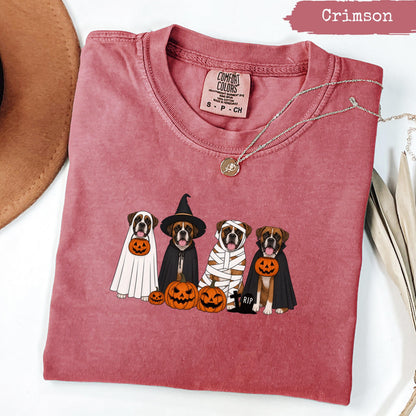 Comfort Colors® Halloween Boxer Dogs Shirt, Spooky Puppy Tee, Dog Lover Halloween, Cute Boxer Graphic Tee, Fall Season Shirt