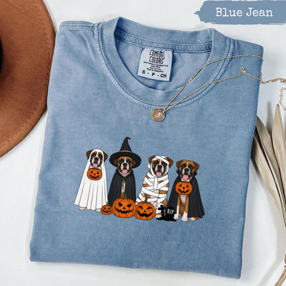 Comfort Colors® Halloween Boxer Dogs Shirt, Spooky Puppy Tee, Dog Lover Halloween, Cute Boxer Graphic Tee, Fall Season Shirt