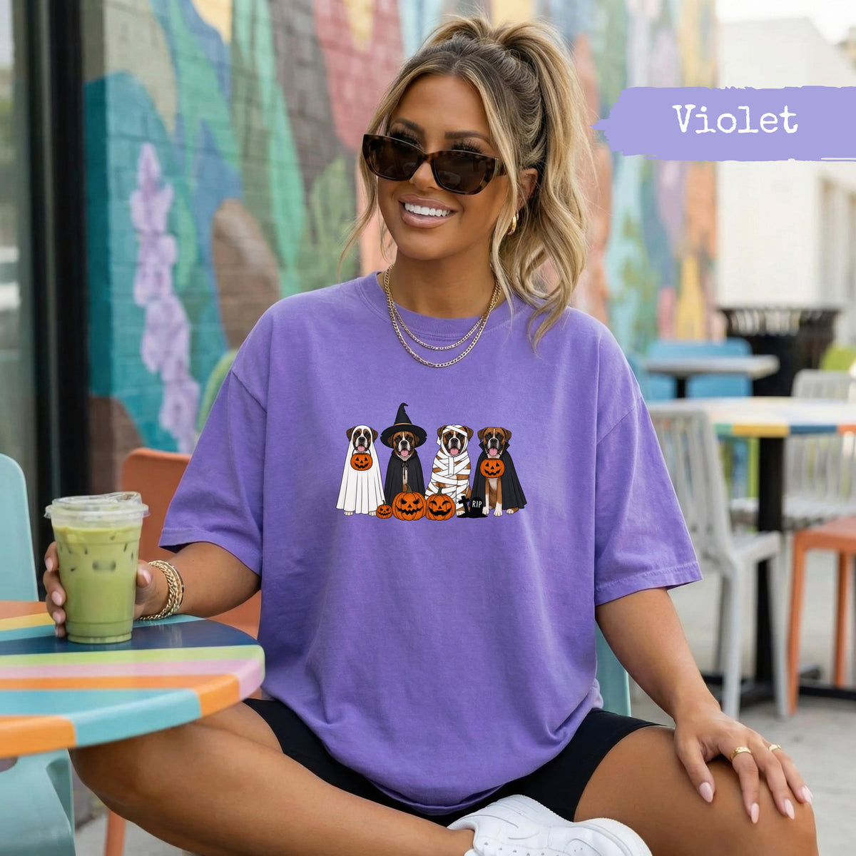 Comfort Colors® Halloween Boxer Dogs Shirt, Spooky Puppy Tee, Dog Lover Halloween, Cute Boxer Graphic Tee, Fall Season Shirt