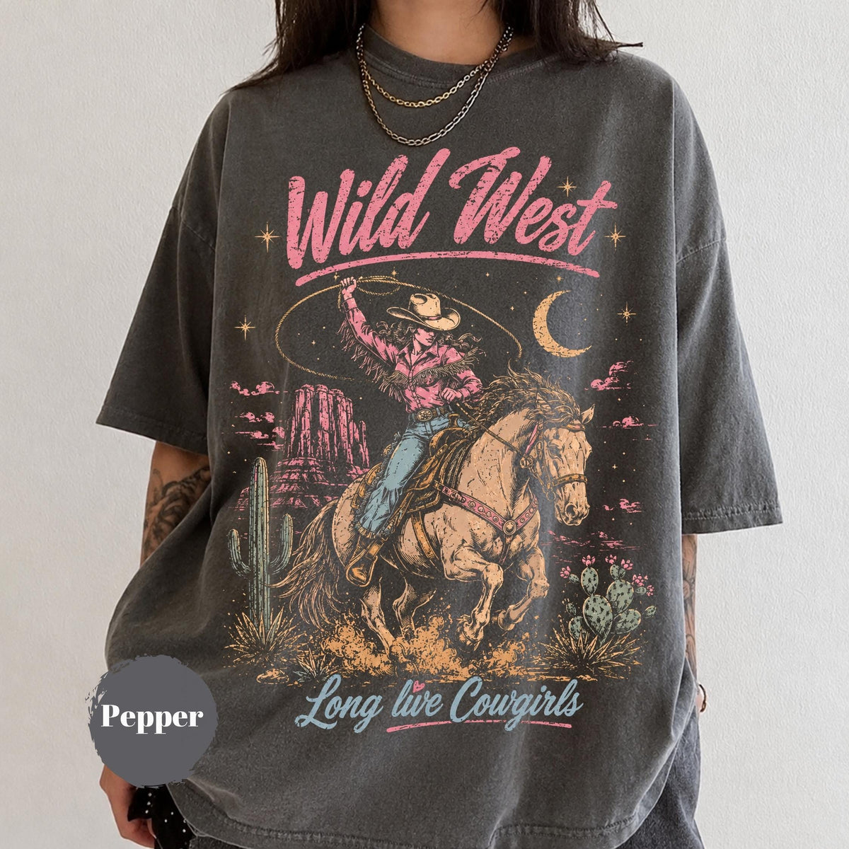 Retro Wild West Shirt, Western Graphic Tee, Vintage Cowboy Aesthetic Tshirt, Country Concert Apparel, Cowgirl Gift Shirt