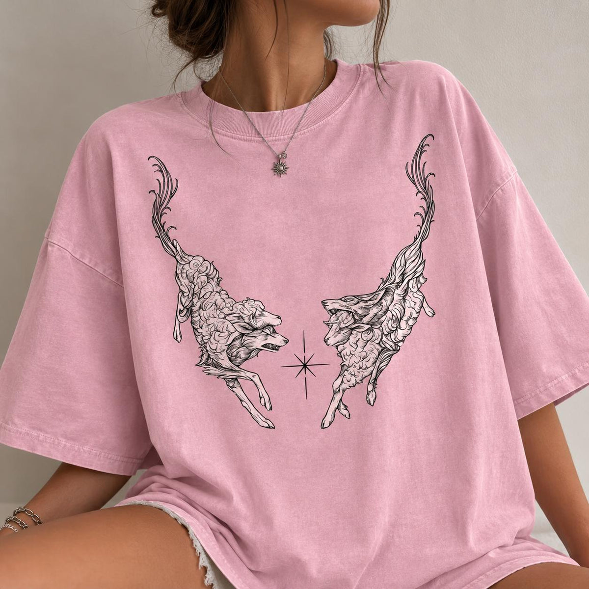 Vintage Mythical Deer Graphic Tee, Medieval Bestiary Shirt, Dark Academia Tattoo Tee, Gothic Fantasy Renaissance Engraving Shirt