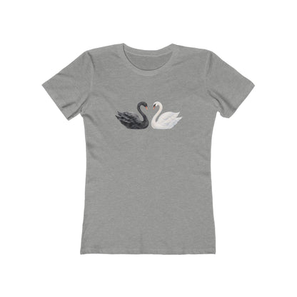 Black & White Swan Graphic Baby Tee, Whimsical Bird Shirt, Artsy Minimalist T-Shirt, Scandi Style, Indie Fashion Gift, Dark Academia Whimsy