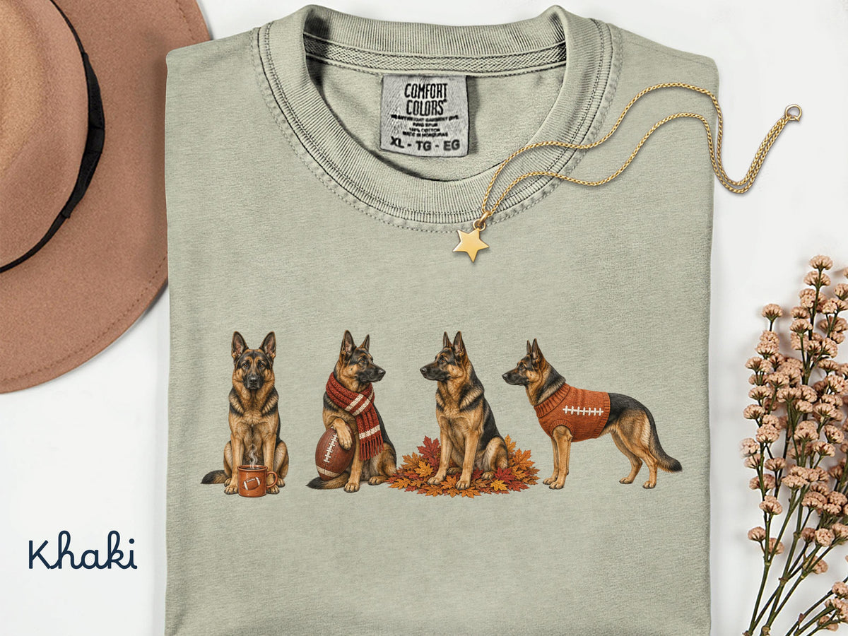 Fall German Shepherd Shirt, Comfort Colors Shirt, Autumn Football German Shepherd Sweatshirt, Dog Graphic Tee, GSD Mom Shirt, Dog Dad Gift