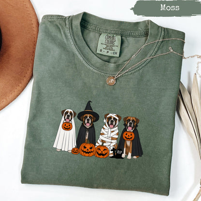 Comfort Colors® Halloween Boxer Dogs Shirt, Spooky Puppy Tee, Dog Lover Halloween, Cute Boxer Graphic Tee, Fall Season Shirt