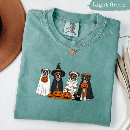Comfort Colors® Halloween Boxer Dogs Shirt, Spooky Puppy Tee, Dog Lover Halloween, Cute Boxer Graphic Tee, Fall Season Shirt