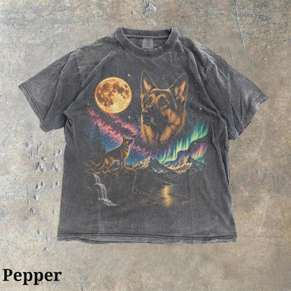 90s German Shepherd Howling T-Shirt - Men & Women's Unisex Graphic Tee - Vintage 90s Dog Meme Shirt - Full Moon Pet Tee - Retro Dog Tee