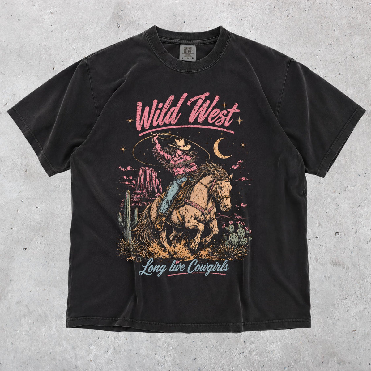 Retro Wild West Shirt, Western Graphic Tee, Vintage Cowboy Aesthetic Tshirt, Country Concert Apparel, Cowgirl Gift Shirt