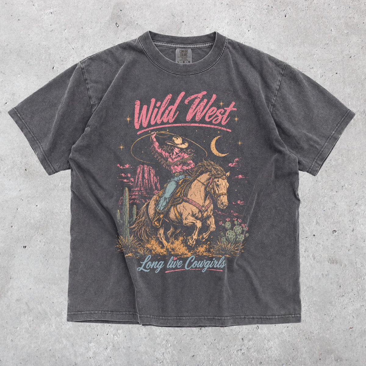 Retro Wild West Shirt, Western Graphic Tee, Vintage Cowboy Aesthetic Tshirt, Country Concert Apparel, Cowgirl Gift Shirt
