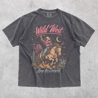 Retro Wild West Shirt, Western Graphic Tee, Vintage Cowboy Aesthetic Tshirt, Country Concert Apparel, Cowgirl Gift Shirt
