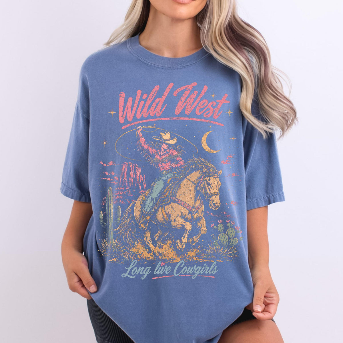 Retro Wild West Shirt, Western Graphic Tee, Vintage Cowboy Aesthetic Tshirt, Country Concert Apparel, Cowgirl Gift Shirt