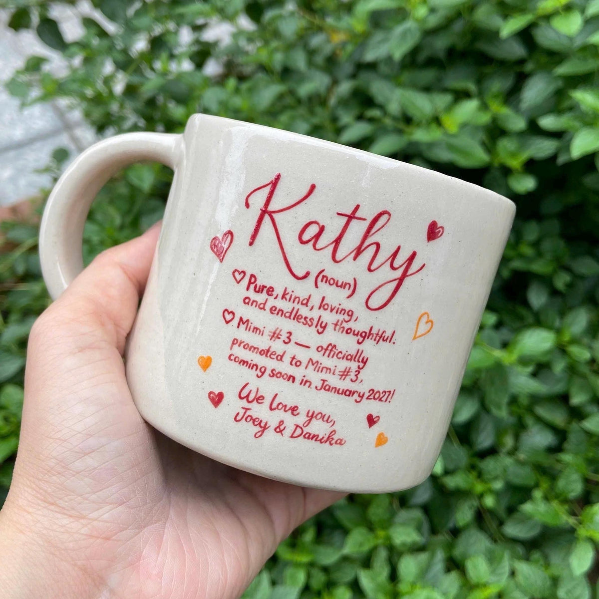 Personalized Cappuccino Cup – Custom Name Ceramic Mug, Handmade Pottery