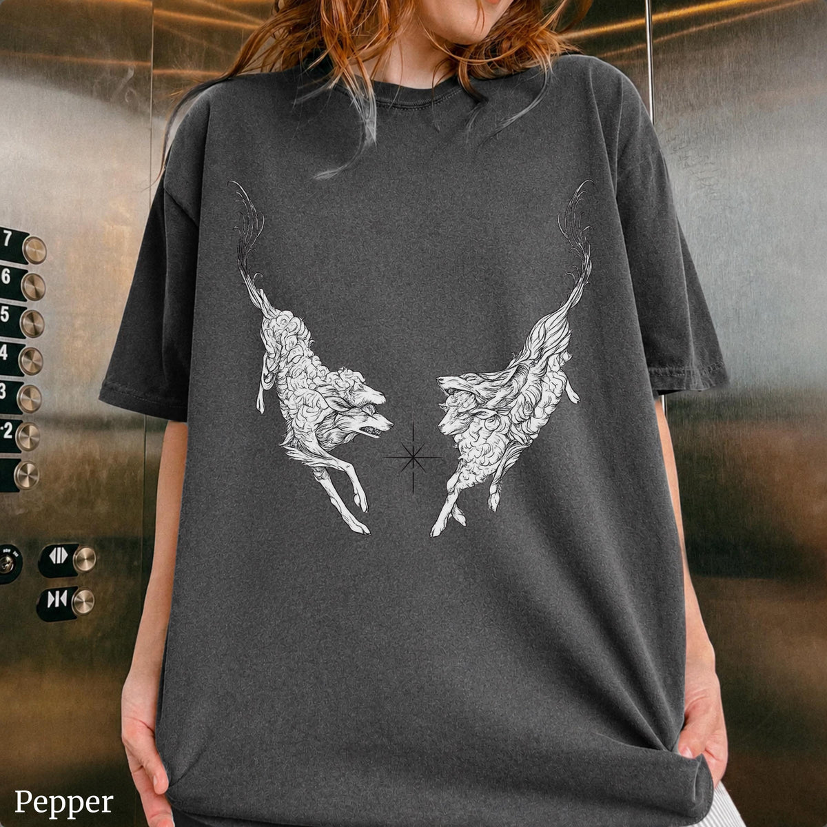 Vintage Mythical Deer Graphic Tee, Medieval Bestiary Shirt, Dark Academia Tattoo Tee, Gothic Fantasy Renaissance Engraving Shirt