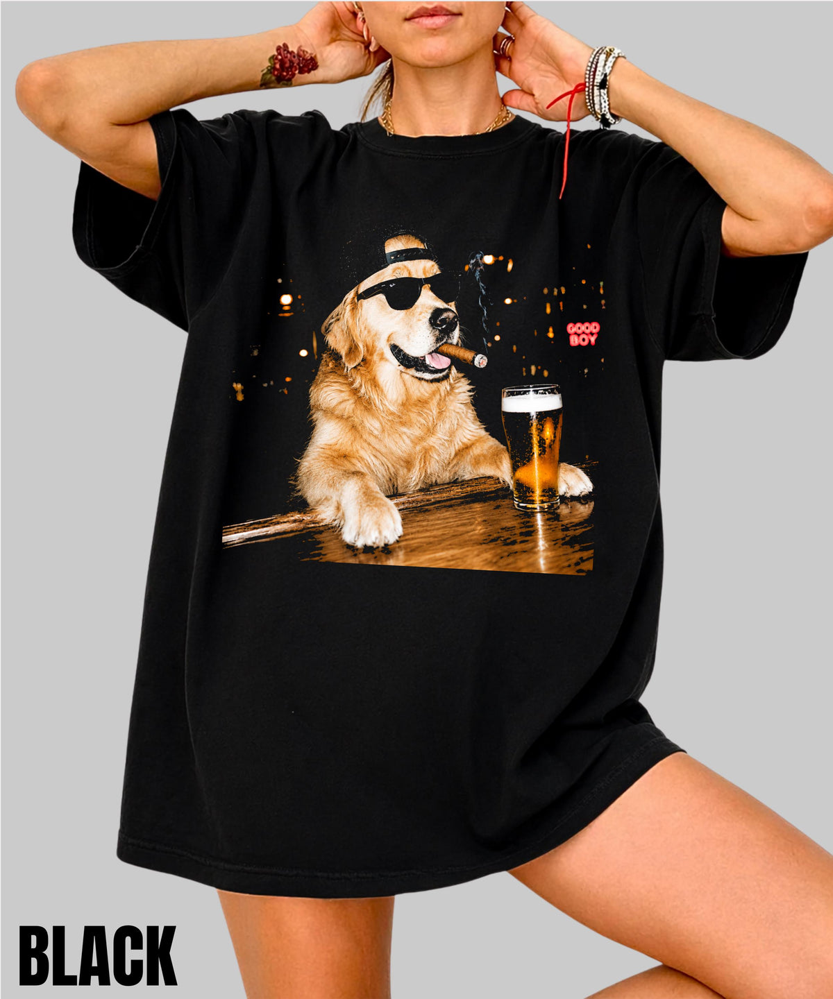 Golden Retriever Drinking Beer Graphic T-Shirt,Sarcastic Dog Meme Shirt,Golden Retriever Lovers Gift,Retriever Mom Dad Shirt,Stupid Shirt