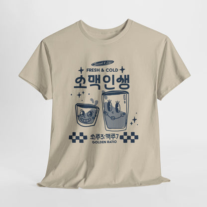 Somaek Korean Drink Illustration Tee | Retro Soju Beer Graphic Shirt