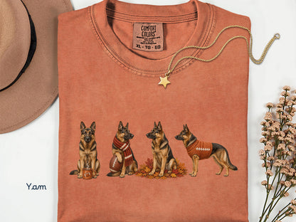 Fall German Shepherd Shirt, Comfort Colors Shirt, Autumn Football German Shepherd Sweatshirt, Dog Graphic Tee, GSD Mom Shirt, Dog Dad Gift