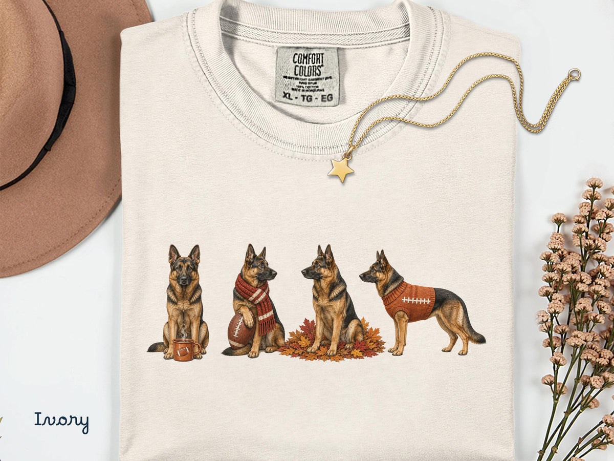 Fall German Shepherd Shirt, Comfort Colors Shirt, Autumn Football German Shepherd Sweatshirt, Dog Graphic Tee, GSD Mom Shirt, Dog Dad Gift