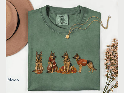 Fall German Shepherd Shirt, Comfort Colors Shirt, Autumn Football German Shepherd Sweatshirt, Dog Graphic Tee, GSD Mom Shirt, Dog Dad Gift