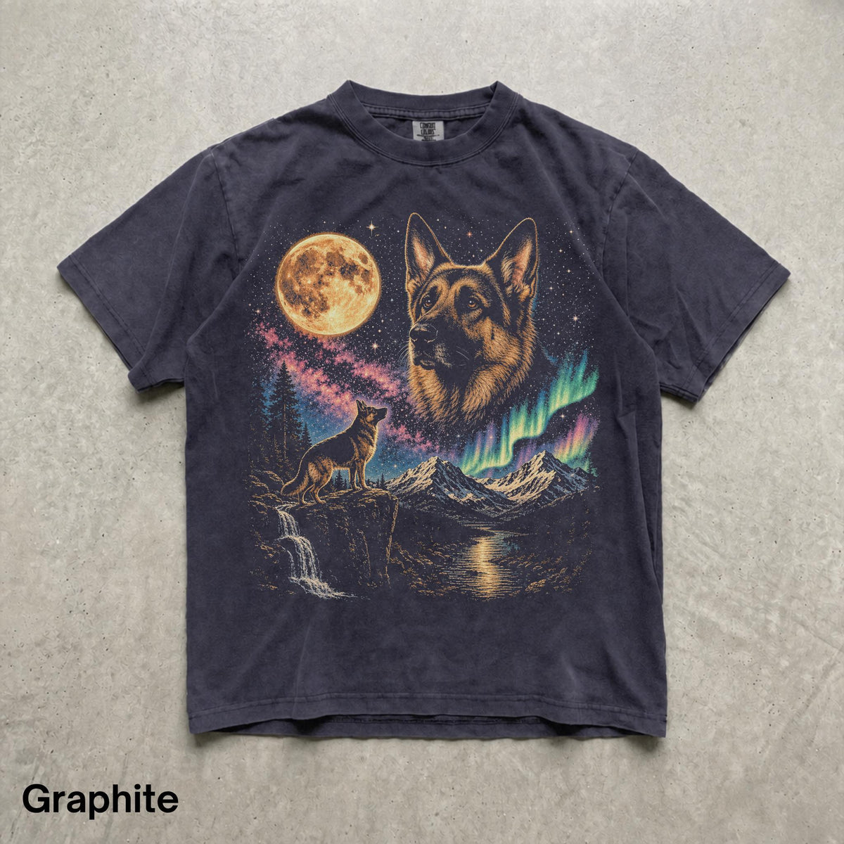 90s German Shepherd Howling T-Shirt - Men & Women's Unisex Graphic Tee - Vintage 90s Dog Meme Shirt - Full Moon Pet Tee - Retro Dog Tee