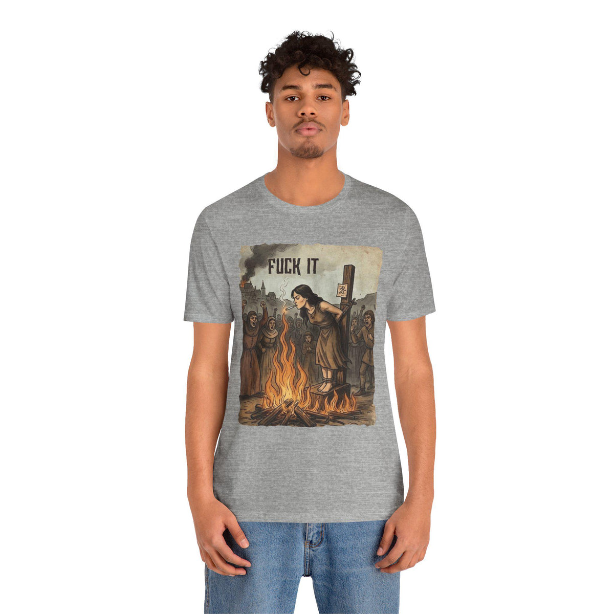 Funny Shirt - Graphic Tee – Medieval Witch Burning Dark Humor Shirt