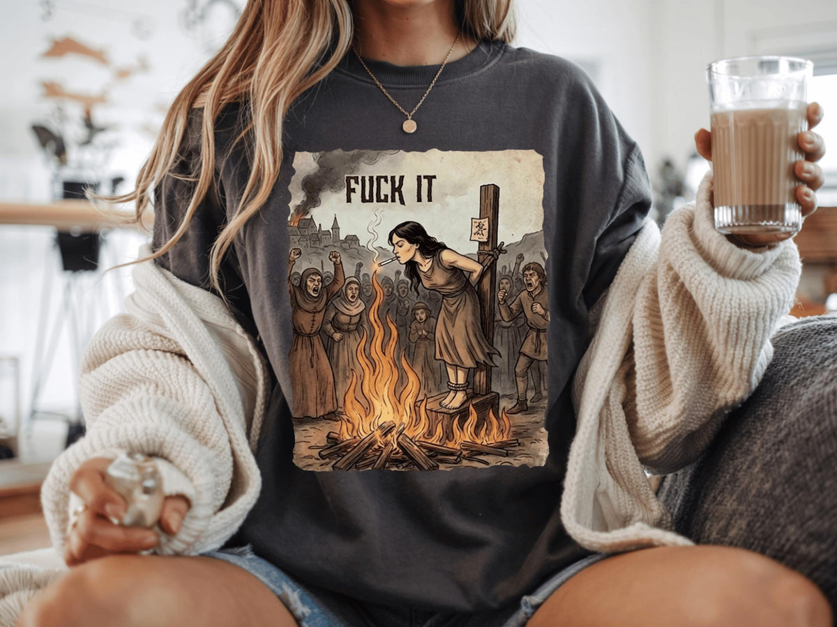 Funny Shirt - Graphic Tee – Medieval Witch Burning Dark Humor Shirt