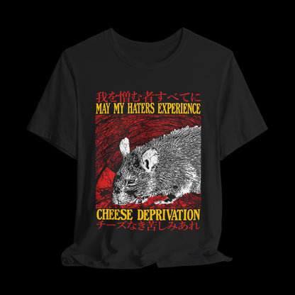 May My Haters Experience Cheese Deprivation Rat T-Shirt | Funny Vintage Japanese