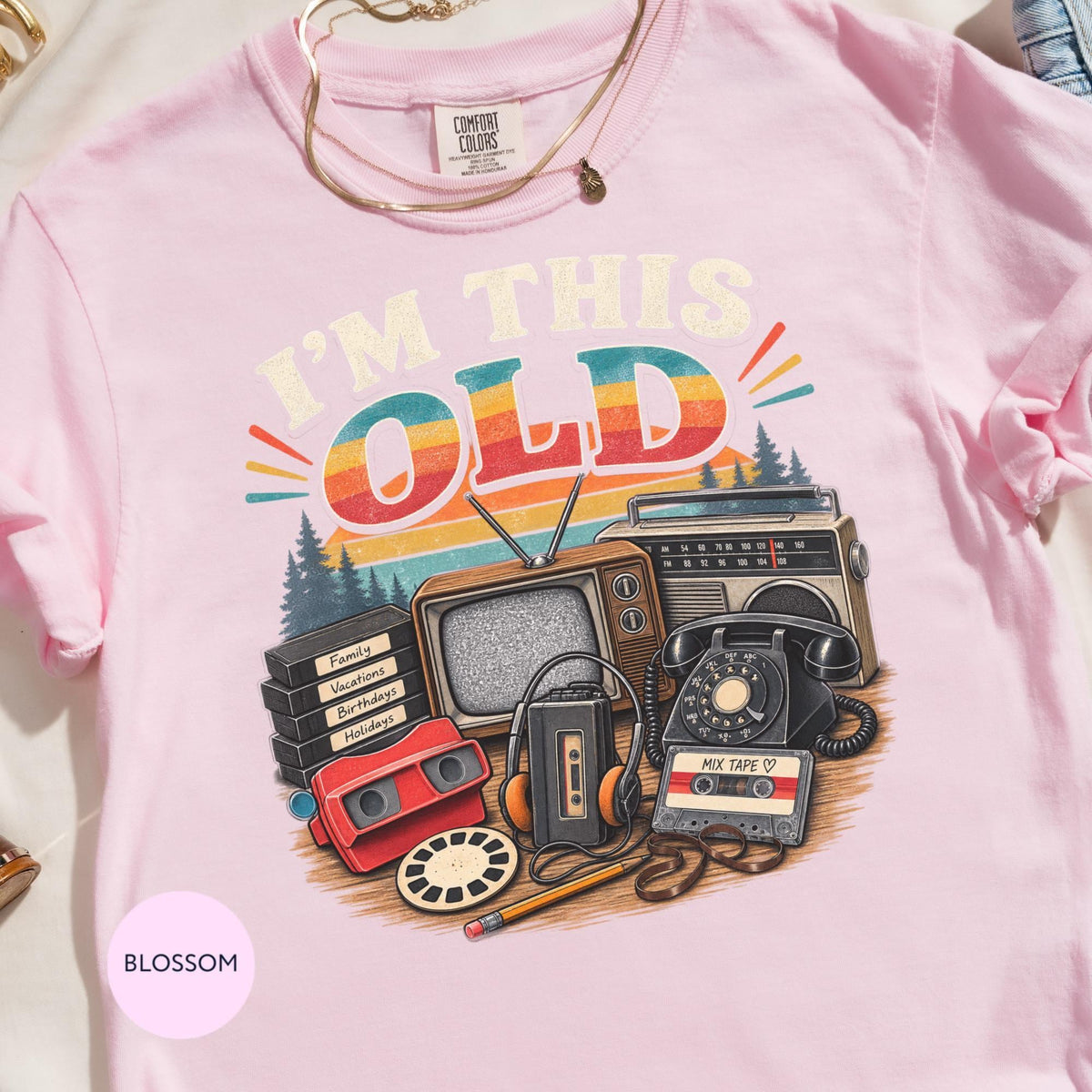 Colorful Retro Shirt, I'm This Old Graphic with 80s 90s Nostalgia