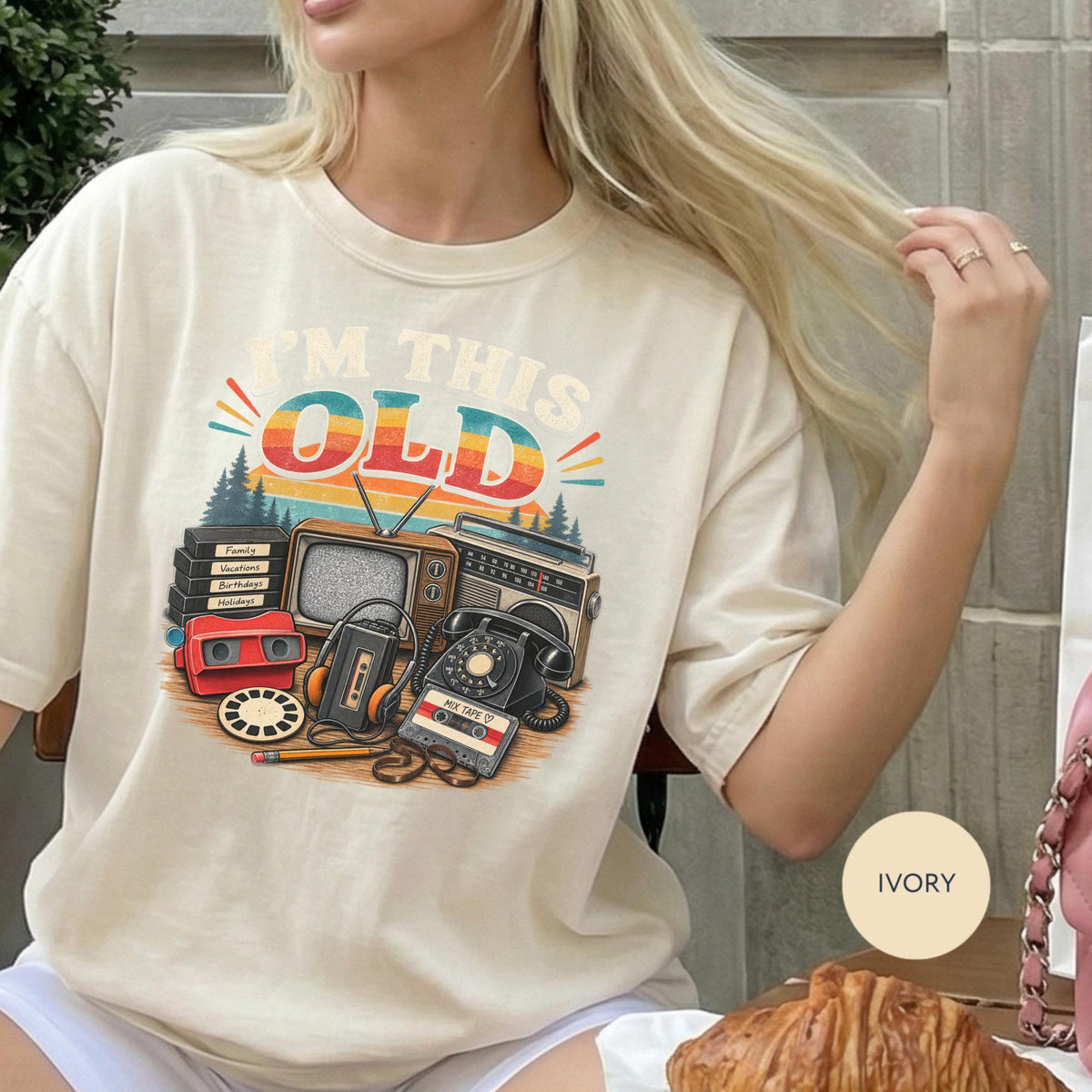 Colorful Retro Shirt, I'm This Old Graphic with 80s 90s Nostalgia