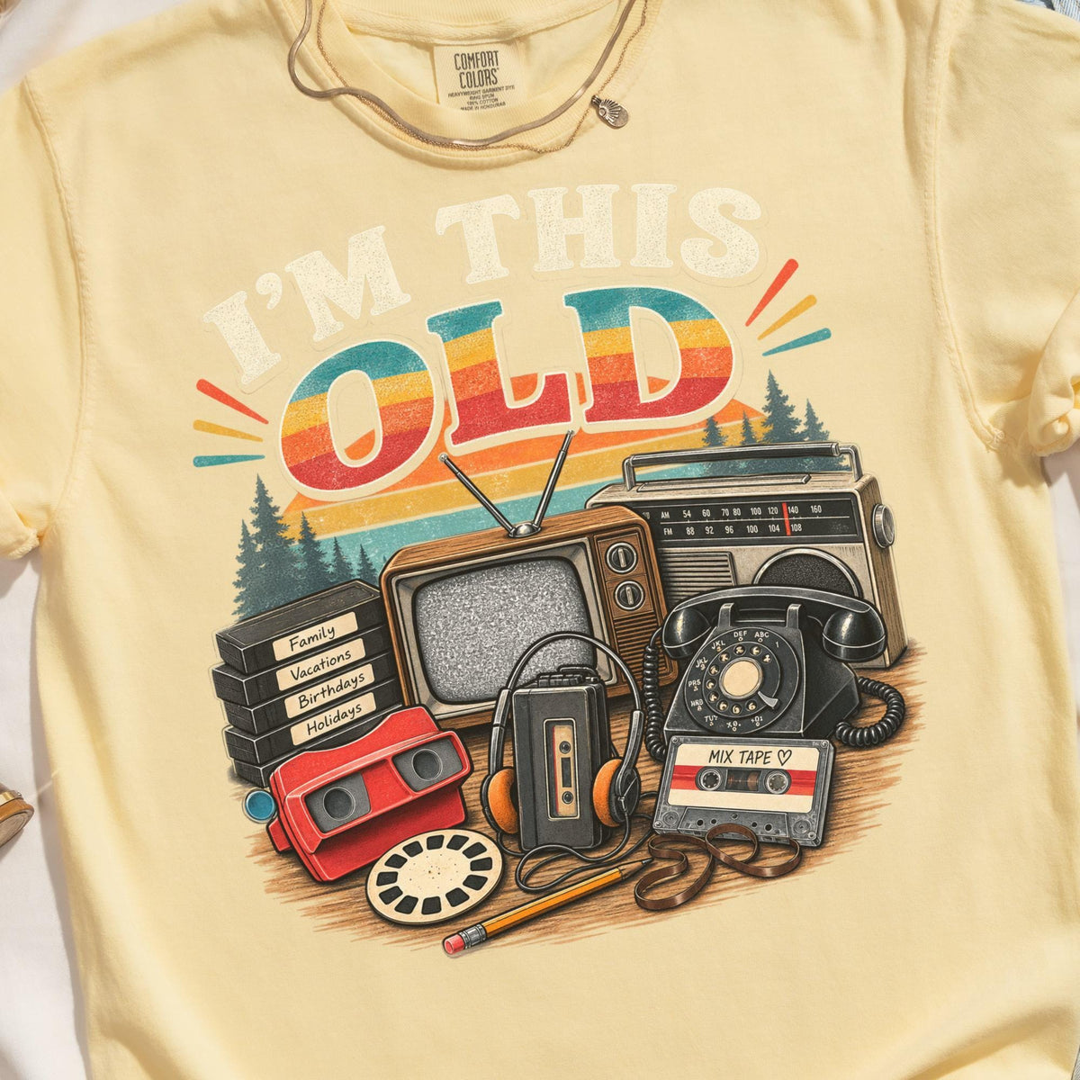 Colorful Retro Shirt, I'm This Old Graphic with 80s 90s Nostalgia