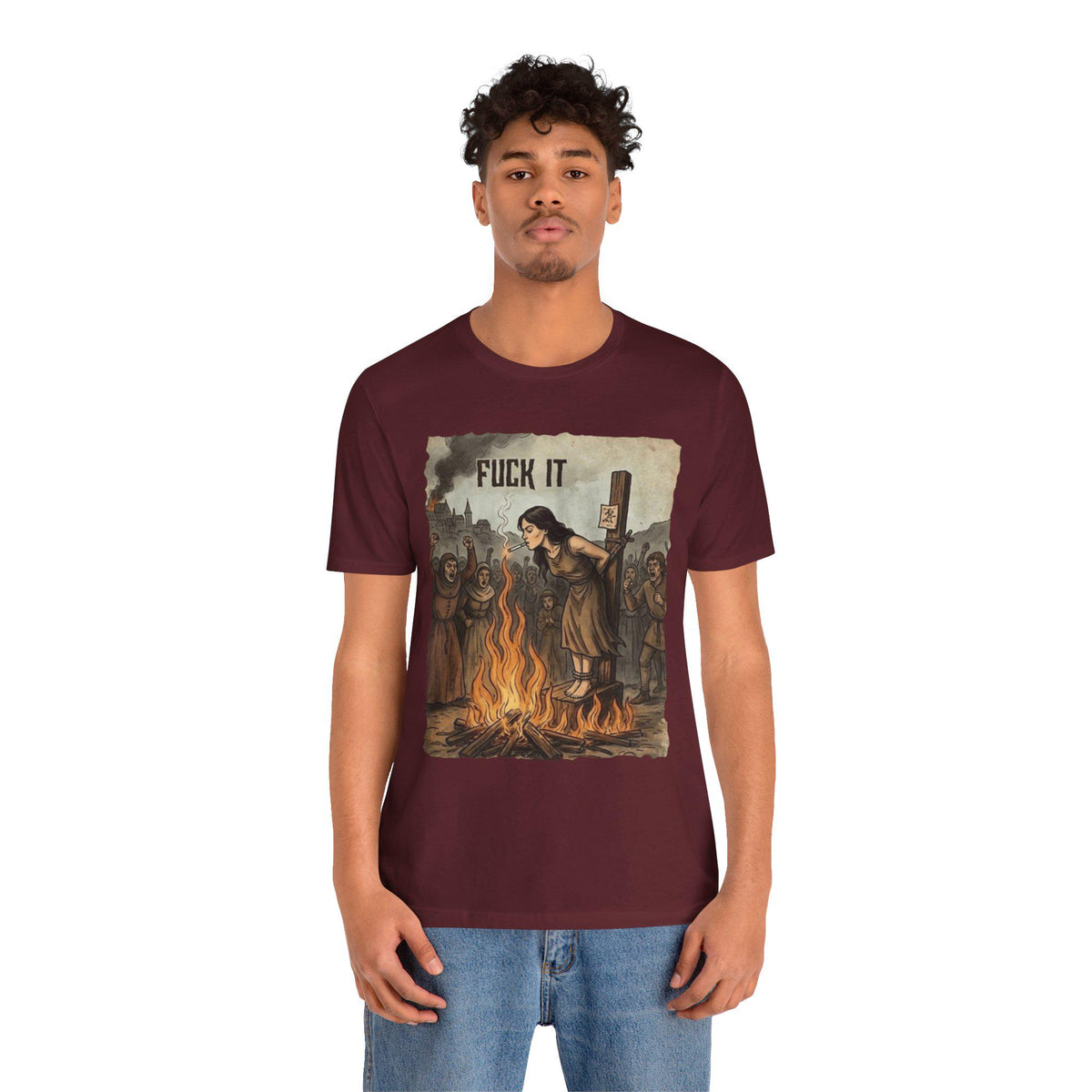 Funny Shirt - Graphic Tee – Medieval Witch Burning Dark Humor Shirt