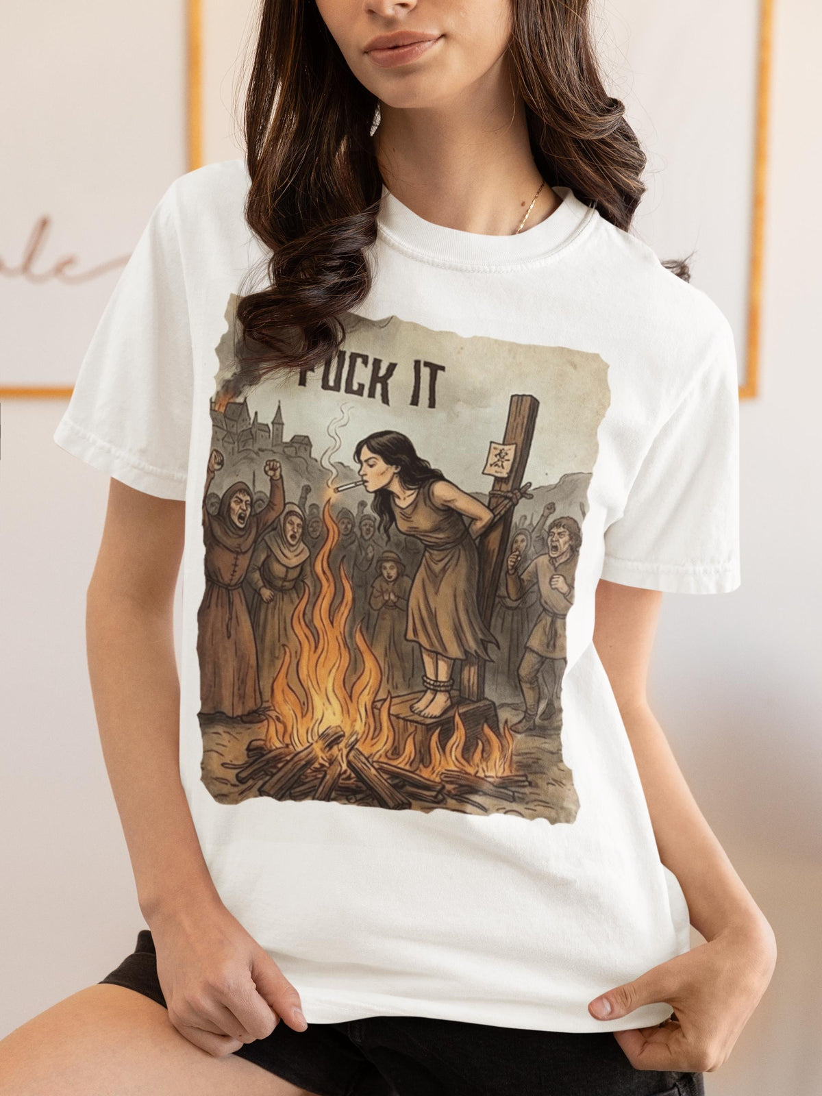 Funny Shirt - Graphic Tee – Medieval Witch Burning Dark Humor Shirt