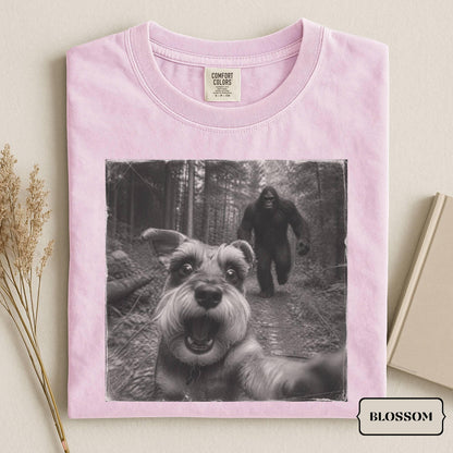 Bigfoot Schnauzer Selfie T-Shirt: Vintage Dog Meme And 90s Bigfoot Tees