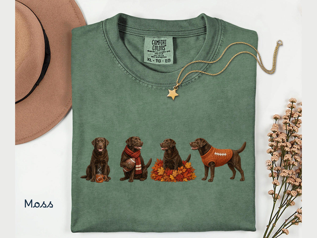 Fall Chocolate Lab Shirt, Comfort ColorsT-Shirt, Fall Football Brown Labrador Dog Graphic Tee, Chocolate Lab Mom Shirt, Gift for Dog Dad