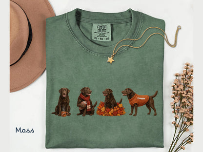 Fall Chocolate Lab Shirt, Comfort ColorsT-Shirt, Fall Football Brown Labrador Dog Graphic Tee, Chocolate Lab Mom Shirt, Gift for Dog Dad