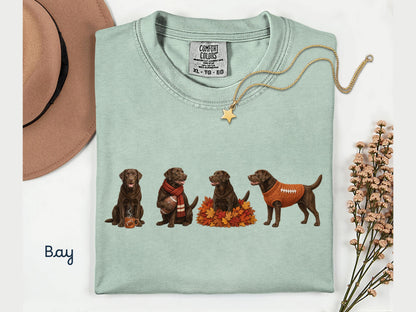 Fall Chocolate Lab Shirt, Comfort ColorsT-Shirt, Fall Football Brown Labrador Dog Graphic Tee, Chocolate Lab Mom Shirt, Gift for Dog Dad