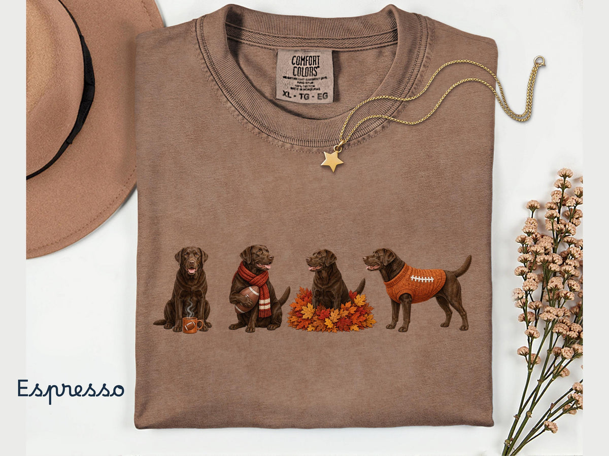 Fall Chocolate Lab Shirt, Comfort ColorsT-Shirt, Fall Football Brown Labrador Dog Graphic Tee, Chocolate Lab Mom Shirt, Gift for Dog Dad