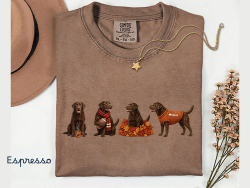 Fall Chocolate Lab Shirt, Comfort ColorsT-Shirt, Fall Football Brown Labrador Dog Graphic Tee, Chocolate Lab Mom Shirt, Gift for Dog Dad