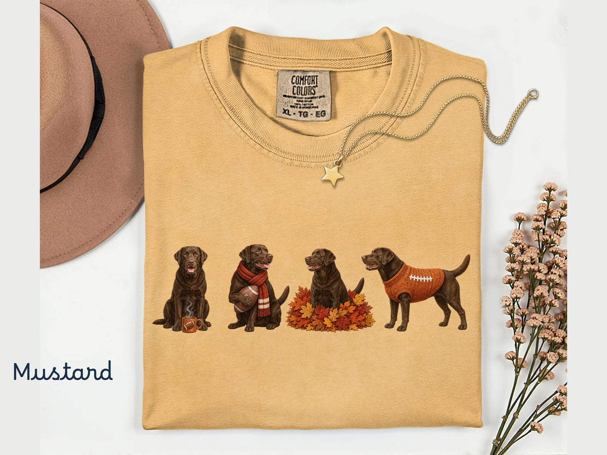 Fall Chocolate Lab Shirt, Comfort ColorsT-Shirt, Fall Football Brown Labrador Dog Graphic Tee, Chocolate Lab Mom Shirt, Gift for Dog Dad