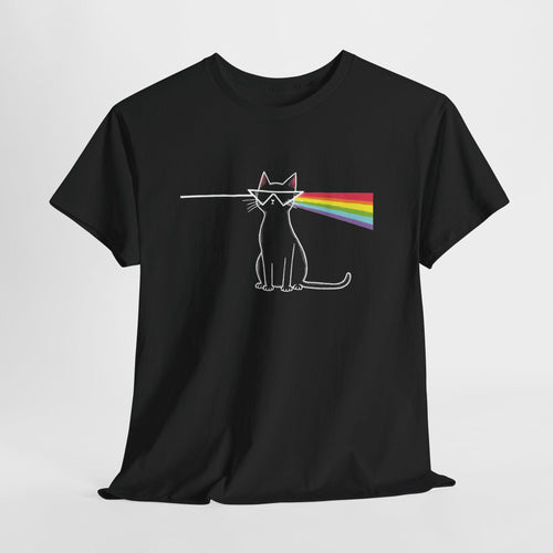Dark Side of the Meow Cat T-Shirt: Pink Floyd Inspired Funny Tee