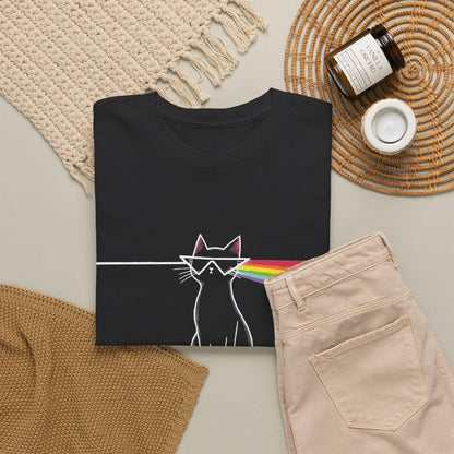 Dark Side of the Meow Cat T-Shirt: Pink Floyd Inspired Funny Tee