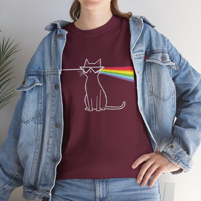Dark Side of the Meow Cat T-Shirt: Pink Floyd Inspired Funny Tee