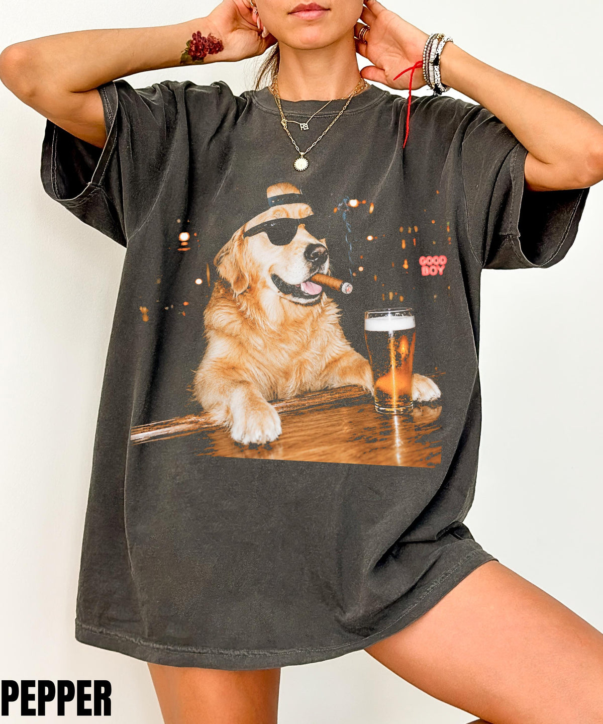Golden Retriever Drinking Beer Graphic T-Shirt,Sarcastic Dog Meme Shirt,Golden Retriever Lovers Gift,Retriever Mom Dad Shirt,Stupid Shirt
