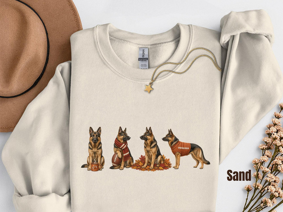 Fall German Shepherd Shirt, Comfort Colors Shirt, Autumn Football German Shepherd Sweatshirt, Dog Graphic Tee, GSD Mom Shirt, Dog Dad Gift