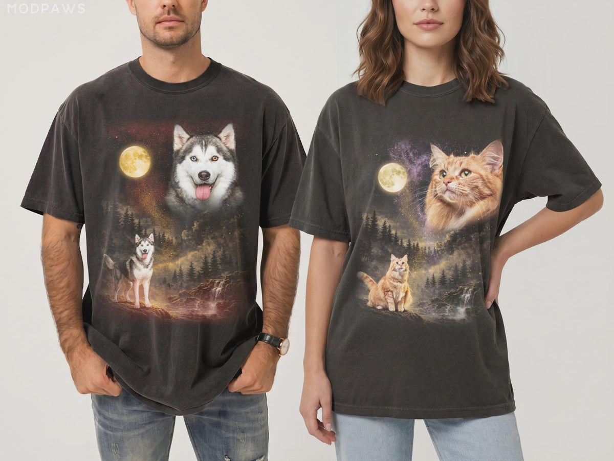 Custom Comfort Colors Pet Photo Shirt  Custom Dog Moon Shirt Personalized Pet Shirt Custom Cat Shirt Your Pet Howling to The Moon Tee