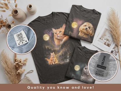 Custom Comfort Colors Pet Photo Shirt  Custom Dog Moon Shirt Personalized Pet Shirt Custom Cat Shirt Your Pet Howling to The Moon Tee