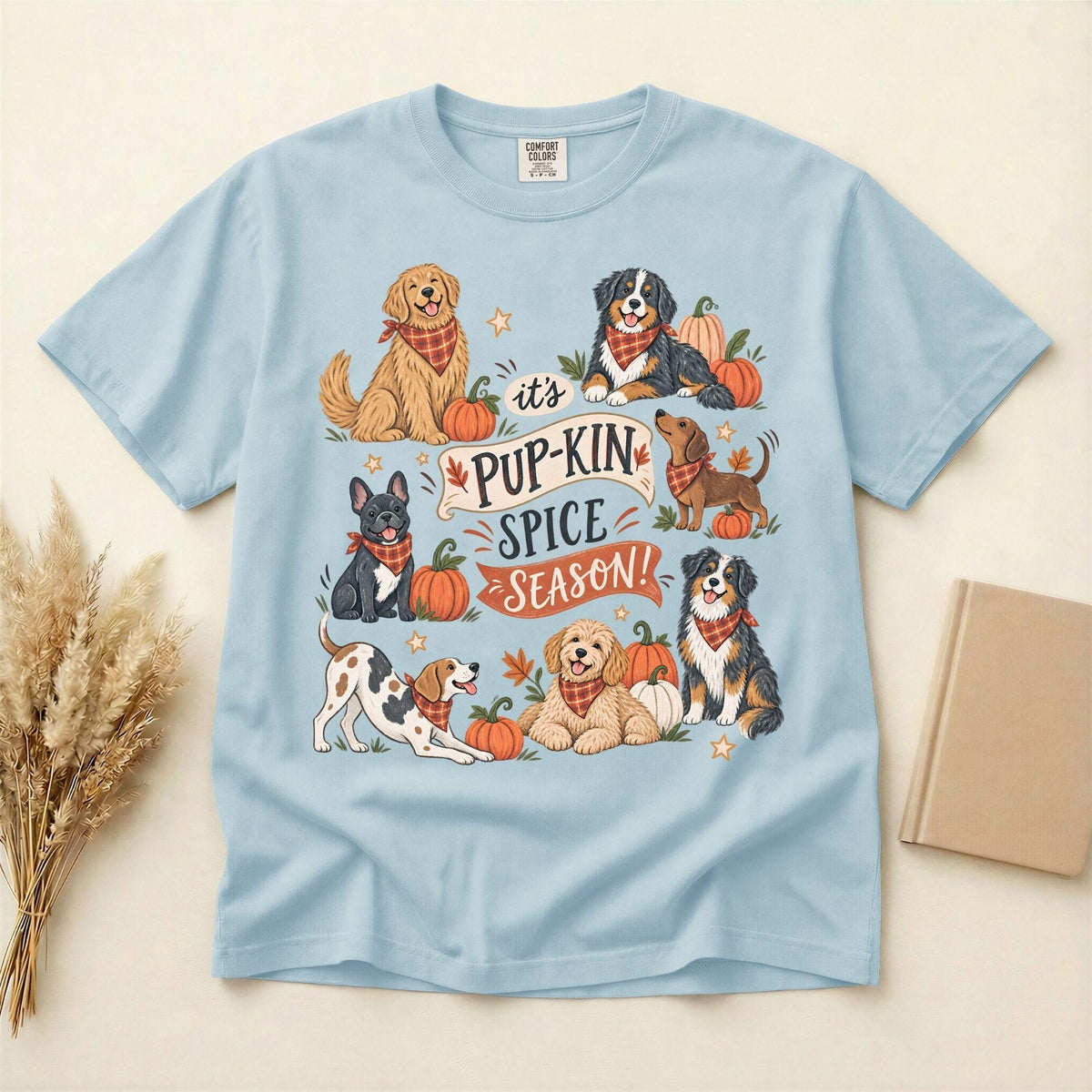 Pup-kin Spice Season Shirt, Fall Dog Mom Tee, Cute Pumpkin Dog Shirt, Pet Lover Autumn Gift, Thanksgiving Graphic Tee