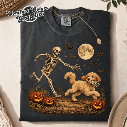 Comfort Colors Goldendoodle Halloween Shirt, Funny Skeleton Doodle Dog Tee, Spooky Dog Lover Gift Men Women, Pet Owner Gift, Doodle Mom Tee