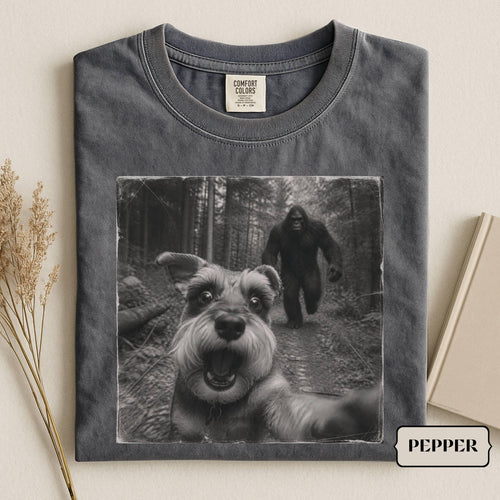 Bigfoot Schnauzer Selfie T-Shirt: Vintage Dog Meme And 90s Bigfoot Tees