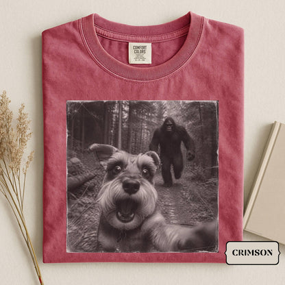 Bigfoot Schnauzer Selfie T-Shirt: Vintage Dog Meme And 90s Bigfoot Tees